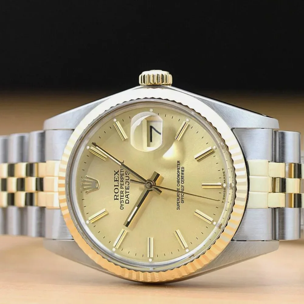 ROLEX MENS 18K GOLD & STAINLESS DATEJUST MINT
